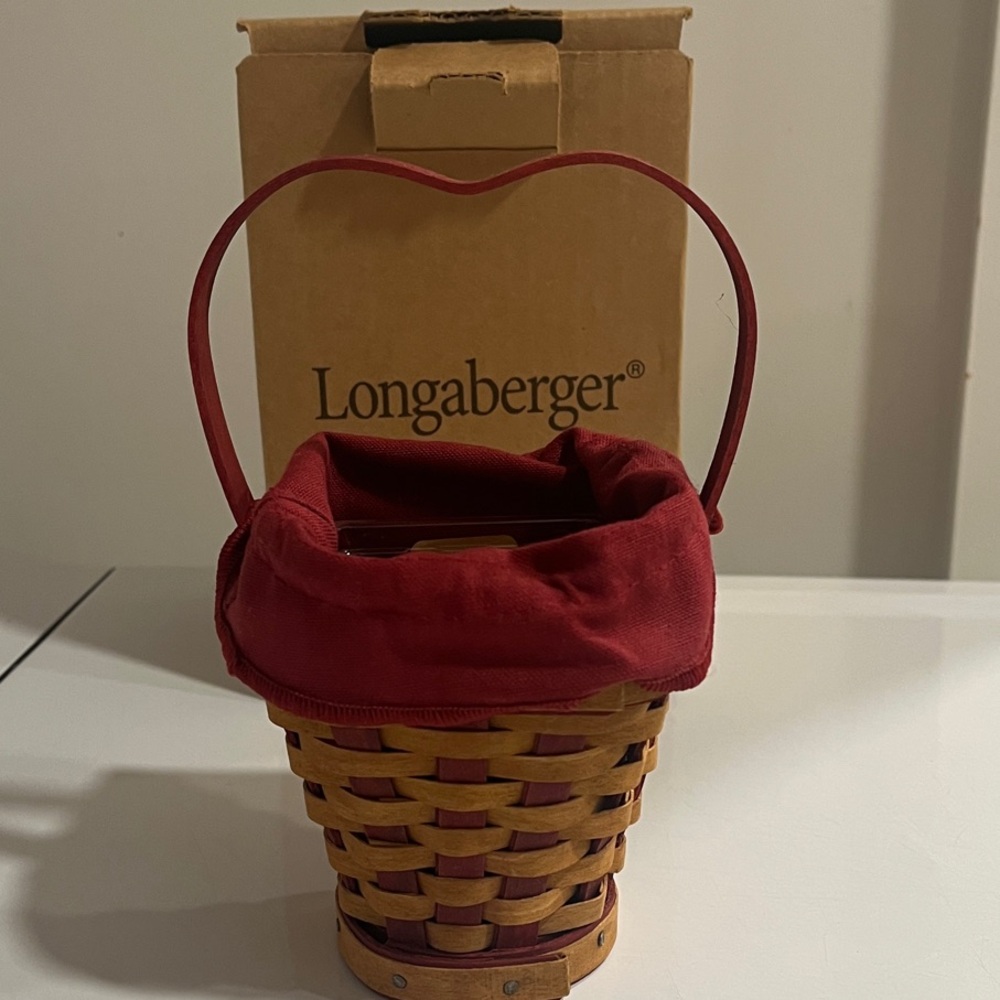 Longaberger Red-Lined Hearts Delight Woven Basket